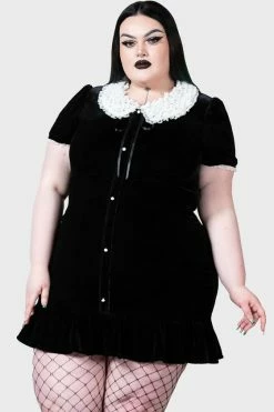 Killstar Trick N'Treat Dress In Black Velvet With Lace Collar -Timeless London Shop TRICK N TREAT DRESS PLUS W E x1600 1b046563 e363 4665 b338 5de16e22fded 560x