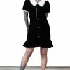 Killstar Trick N'Treat Dress In Black Velvet With Lace Collar