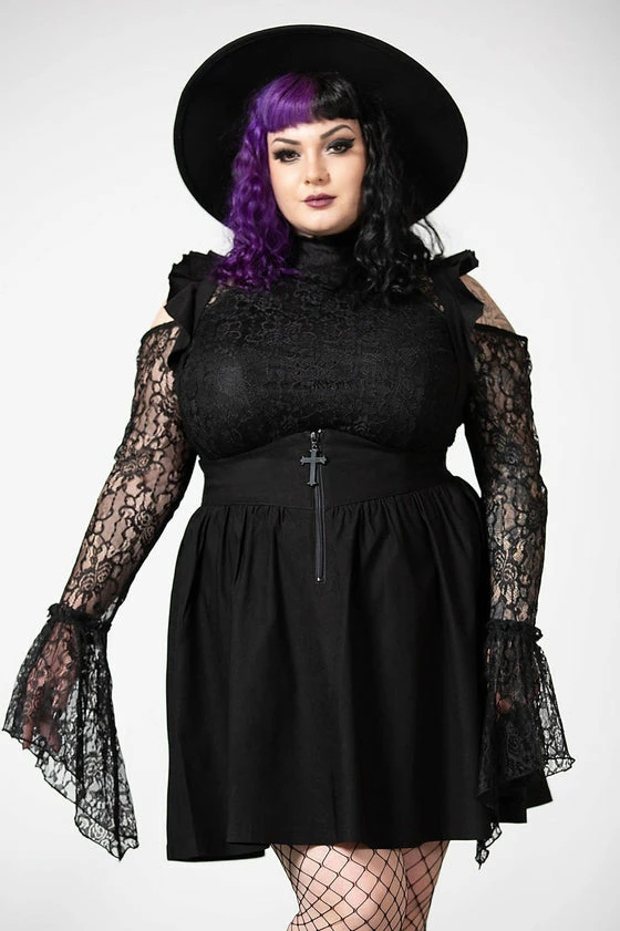 Killstar Yuna Suspender Skirt Ruffled Shoulders 4 Killstar Yuna Suspender Skirt Ruffled Shoulders - Image 4