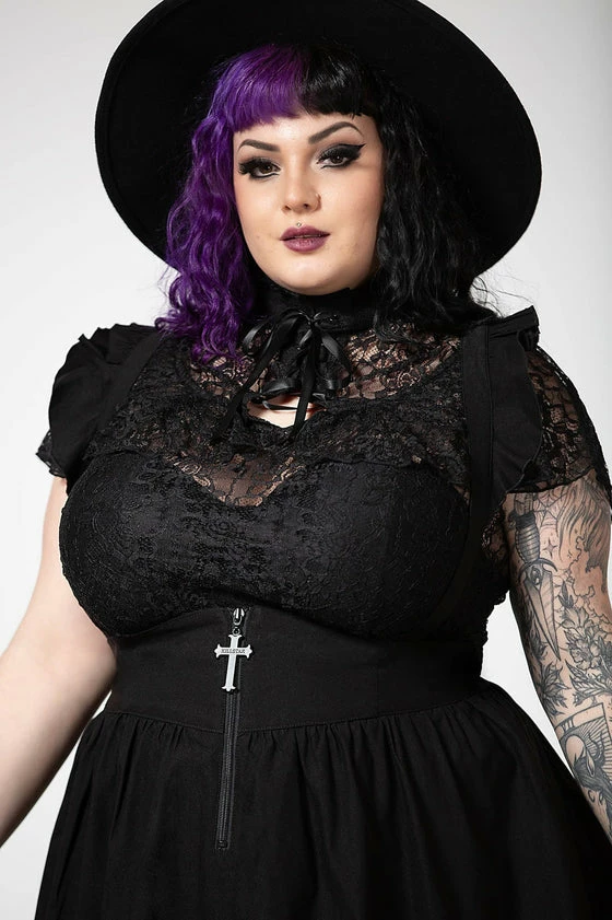 Killstar Yuna Suspender Skirt Ruffled Shoulders 5 Killstar Yuna Suspender Skirt Ruffled Shoulders - Image 5