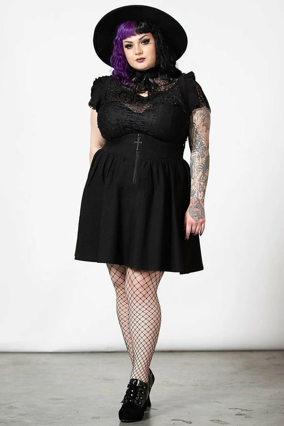 Killstar Yuna Suspender Skirt Ruffled Shoulders 6 Killstar Yuna Suspender Skirt Ruffled Shoulders - Image 6