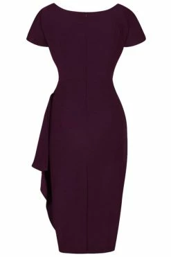 Lady Vintage Elsie Dress In Plain Blackcurrant Purple 7 Lady Vintage Elsie Dress In Plain Blackcurrant Purple -Timeless London Shop aw22elsieplainpurple b 560x
