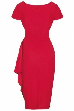 Lady Vintage Elsie Dress In Plain Red 7 Lady Vintage Elsie Dress In Plain Red -Timeless London Shop aw22elsiered b 560x