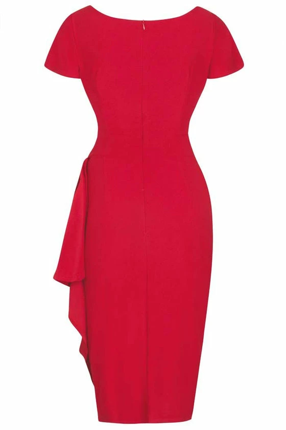 Lady Vintage Elsie Dress In Plain Red 3 Lady Vintage Elsie Dress In Plain Red - Image 3