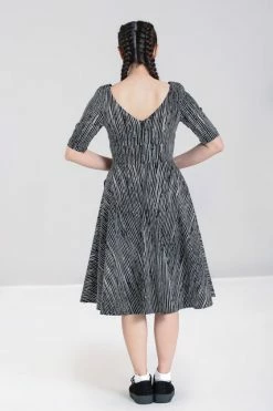 Hell Bunny Regan 50's Dress 3/4 Sleeves Bat Detail On Pockets -Timeless London Shop hlb40187 regan 50s dress blk 04 1 560x