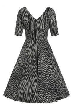 Hell Bunny Regan 50's Dress 3/4 Sleeves Bat Detail On Pockets -Timeless London Shop hlb40187 regan 50s dress blk wht 12 large 1 560x