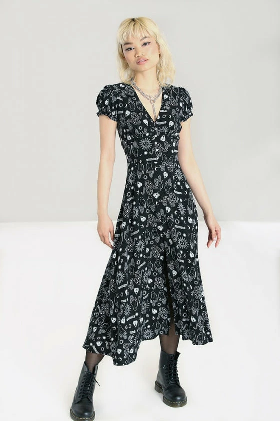 Hell Bunny Hello Goodbye Dress Maxi Ouija Halloween Print 3 Hell Bunny Hello Goodbye Dress Maxi Ouija Halloween Print - Image 3