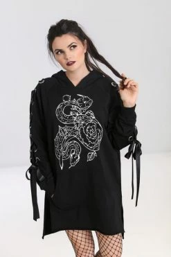 Hell Bunny Medusa Oversized Hoodie Dress Loungewear Collection -Timeless London Shop hlb40222 medusa hoodie dress black 02 1 1 207f3756 456b 4255 9012 1b9171067271 560x