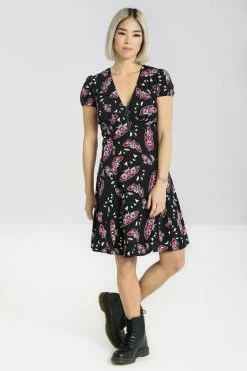 Hell Bunny In The Moonlight Mini Dress Moths -Timeless London Shop hlb40229 in the moonlight mini dress black 02 2 1 560x