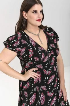Hell Bunny In The Moonlight Mini Dress Moths -Timeless London Shop hlb40229p in the moonlight mini dress black 03 560x