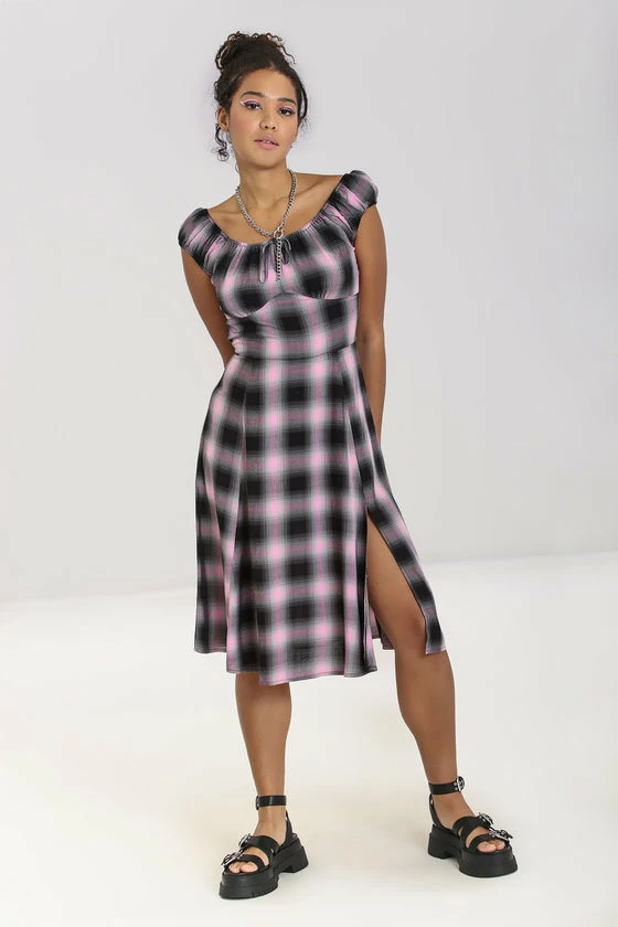Hell Bunny Hayley Dress Pink Check Tartan Grunge 2 Hell Bunny Hayley Dress Pink Check Tartan Grunge - Image 2