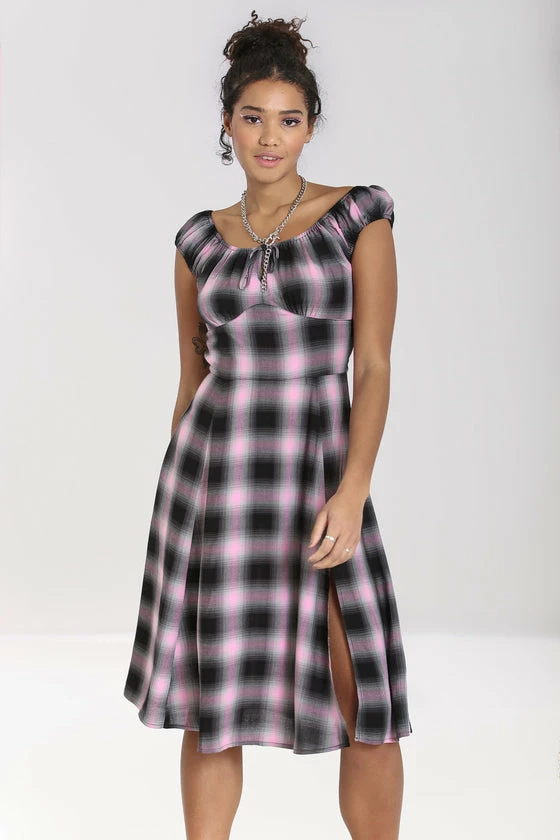 Hell Bunny Hayley Dress Pink Check Tartan Grunge 3 Hell Bunny Hayley Dress Pink Check Tartan Grunge - Image 3