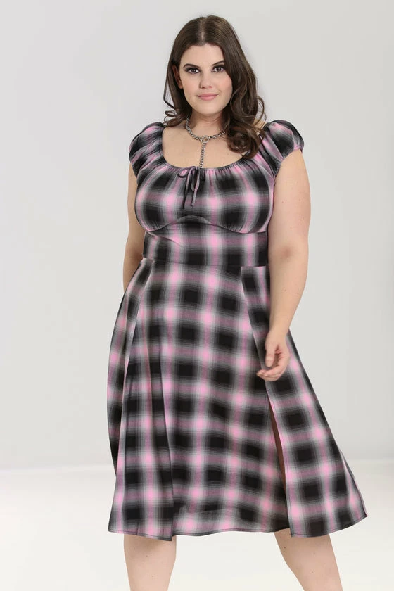 Hell Bunny Hayley Dress Pink Check Tartan Grunge 6 Hell Bunny Hayley Dress Pink Check Tartan Grunge - Image 6