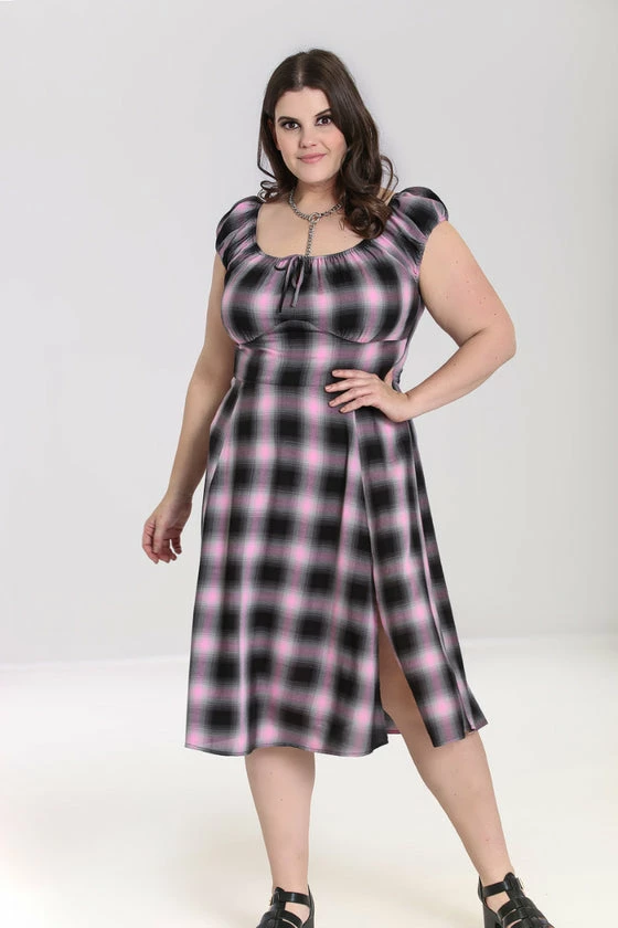 Hell Bunny Hayley Dress Pink Check Tartan Grunge 7 Hell Bunny Hayley Dress Pink Check Tartan Grunge - Image 7