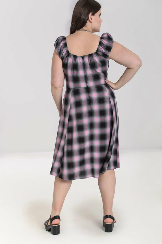 Hell Bunny Hayley Dress Pink Check Tartan Grunge 9 Hell Bunny Hayley Dress Pink Check Tartan Grunge - Image 9