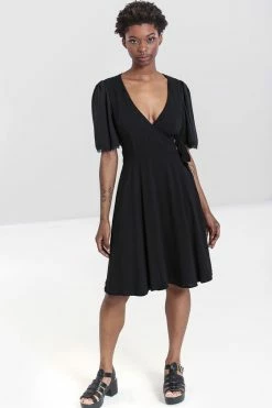 Hell Bunny Liara Dress Flowy Gothic Wrap Around -Timeless London Shop hlb40271 liara dress black 03 1 560x