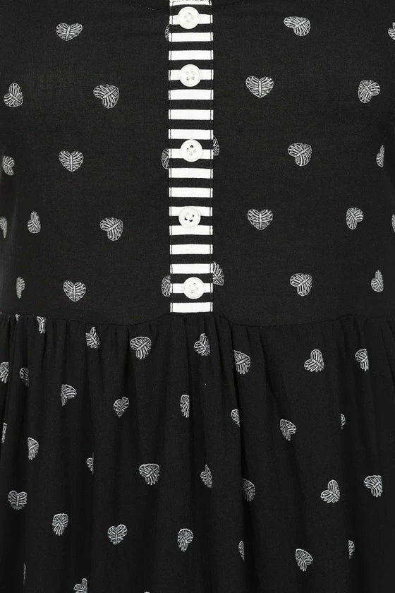 Hell Bunny Ribcage Babydoll Dress Ribcage Hearts With Stripe Detail 8 Hell Bunny Ribcage Babydoll Dress Ribcage Hearts With Stripe Detail - Image 8