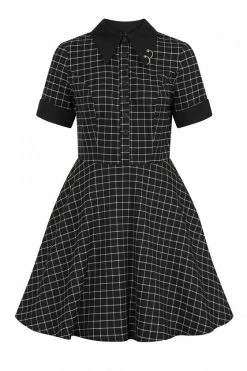 Hell Bunny Tate Mini Dress With Check And Piercing Details Grunge -Timeless London Shop hlb40282z tate mini dress blk 10 1 1 560x