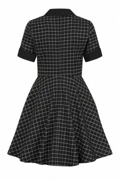 Hell Bunny Tate Mini Dress With Check And Piercing Details Grunge -Timeless London Shop hlb40282z tate mini dress blk 11 1 1 560x
