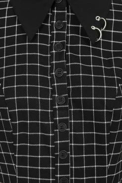 Hell Bunny Tate Mini Dress With Check And Piercing Details Grunge -Timeless London Shop hlb40282z tate mini dress blk 12 1 1 560x