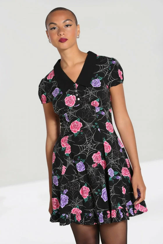 Hell Bunny Eloise Mini Dress Floral Print With Webs 2 Hell Bunny Eloise Mini Dress Floral Print With Webs - Image 2