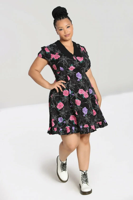 Hell Bunny Eloise Mini Dress Floral Print With Webs 5 Hell Bunny Eloise Mini Dress Floral Print With Webs - Image 5