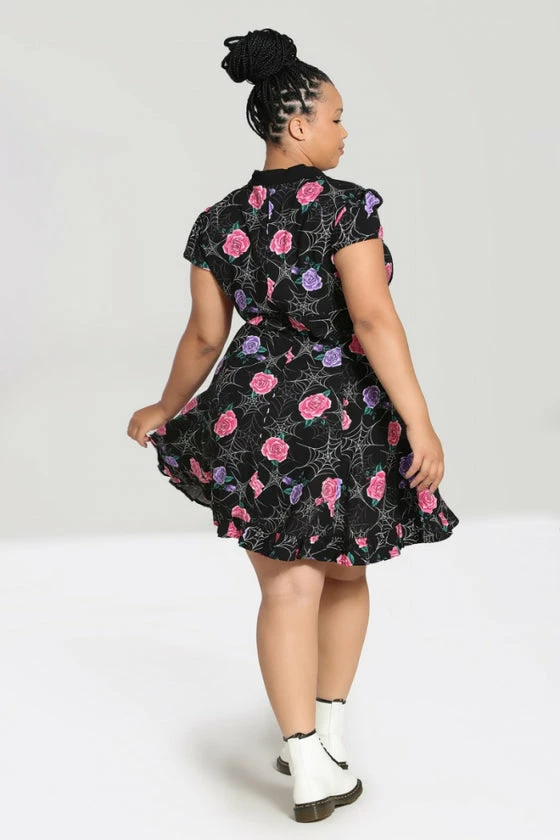 Hell Bunny Eloise Mini Dress Floral Print With Webs 6 Hell Bunny Eloise Mini Dress Floral Print With Webs - Image 6