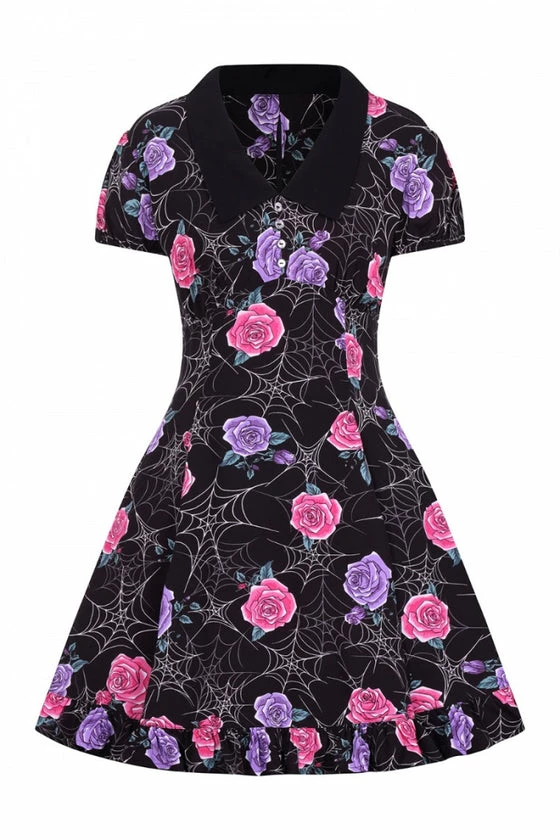 Hell Bunny Eloise Mini Dress Floral Print With Webs 8 Hell Bunny Eloise Mini Dress Floral Print With Webs - Image 8