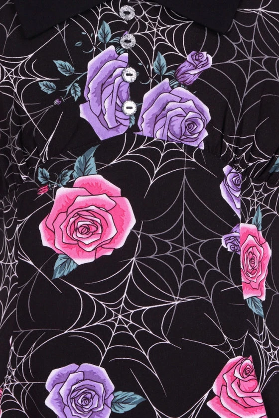 Hell Bunny Eloise Mini Dress Floral Print With Webs 10 Hell Bunny Eloise Mini Dress Floral Print With Webs - Image 10