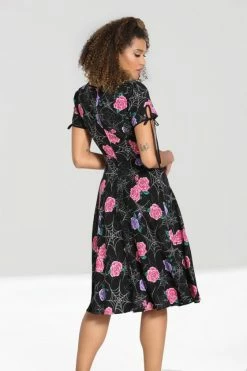 Hell Bunny Eloise Mid Dress Floral Print With Webs -Timeless London Shop hlb40284 eloise mid dress blk 02 8c53c0e4 68bf 4952 9255 e7441f2e016a 560x
