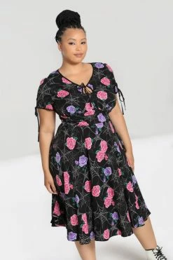 Hell Bunny Eloise Mid Dress Floral Print With Webs -Timeless London Shop hlb40284p eloise mid dress blk 01 b2654aad 1200 4b40 b8ca 3e0c6d195f86 560x