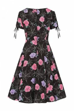 Hell Bunny Eloise Mid Dress Floral Print With Webs -Timeless London Shop hlb40284z eloise mid dress blk 11 2 f007a5ce 6b61 47a9 8cd4 927907d9f5f2 560x