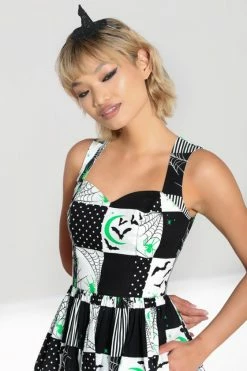 Hell Bunny Annie 50's Dress Halloween Bats -Timeless London Shop hlb40287 annie 50s dress blk wht 03 560x