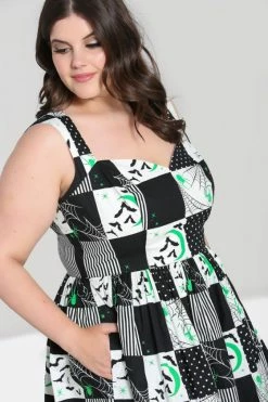 Hell Bunny Annie 50's Dress Halloween Bats -Timeless London Shop hlb40287p annie 50s dress blk wht 03 560x