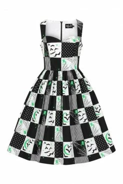 Hell Bunny Annie 50's Dress Halloween Bats -Timeless London Shop hlb40287z annie 50s dress blk wht 10 560x