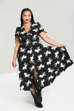 Hell Bunny Sullivan Maxi Dress Cute Horse Print -Timeless London Shop hlb40305p sullivan maxi dress blk wht 01 560x
