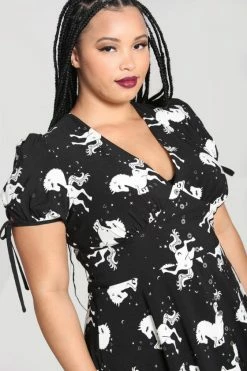 Hell Bunny Sullivan Maxi Dress Cute Horse Print -Timeless London Shop hlb40305p sullivan maxi dress blk wht 04 560x
