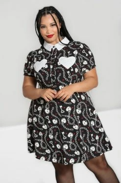 Hell Bunny Heart Lock Mini Dress -Timeless London Shop hlb40311p heart lock mini dress blk 01 1 2 560x