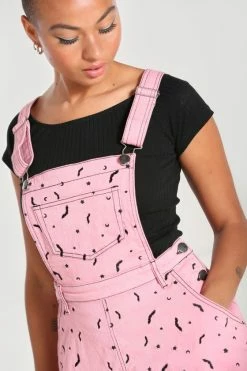 Hell Bunny Bat Pinafore Dress In Pink Embroidered Pattern -Timeless London Shop hlb40312 bat pinafore dress pnk 02 560x
