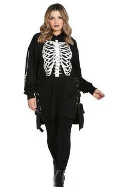 Hell Bunny Skeleton Oversized Hoodie Dress Loungewear Collection