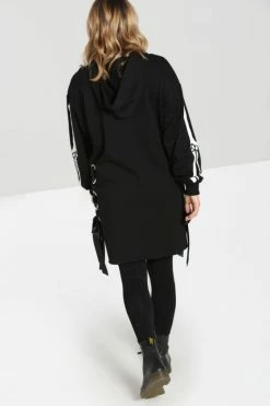 Hell Bunny Skeleton Oversized Hoodie Dress Loungewear Collection -Timeless London Shop hlb40313 skeleton hoodie blk 02 560x