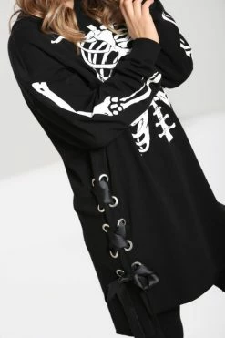 Hell Bunny Skeleton Oversized Hoodie Dress Loungewear Collection -Timeless London Shop hlb40313 skeleton hoodie blk 04 560x