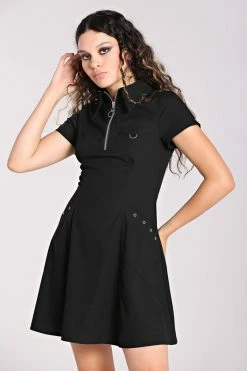 Hell Bunny Tifa Dress Goth Punk Grunge Zips -Timeless London Shop hlb40322 tifa mini dress blk 01 1 1 560x