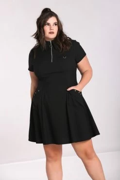 Hell Bunny Tifa Dress Goth Punk Grunge Zips -Timeless London Shop hlb40322p tifa mini dress blk 04 1 3 560x
