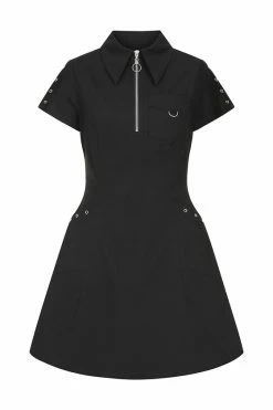 Hell Bunny Tifa Dress Goth Punk Grunge Zips -Timeless London Shop hlb40322z tifa mini dress blk 10 1 1 560x