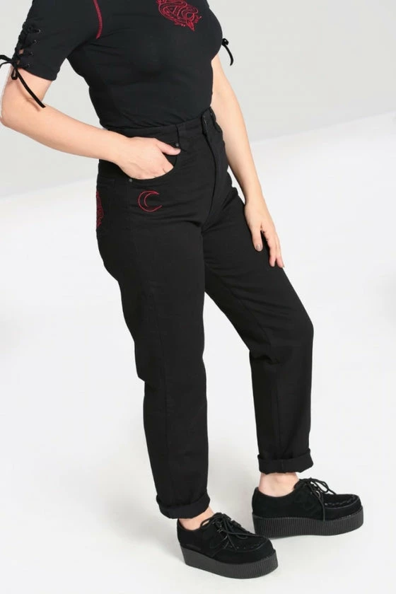 Hell Bunny Tallulah Jeans With Snake Moon Embroidery 6 Hell Bunny Tallulah Jeans With Snake Moon Embroidery - Image 6