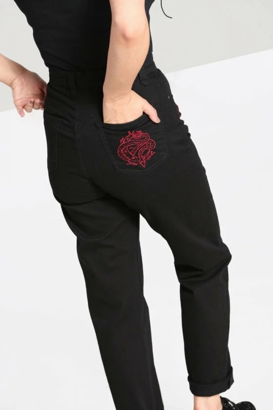 Hell Bunny Tallulah Jeans With Snake Moon Embroidery 7 Hell Bunny Tallulah Jeans With Snake Moon Embroidery - Image 7