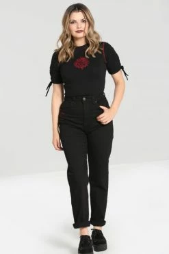 Hell Bunny Tallulah Jeans With Snake Moon Embroidery 22 Hell Bunny Tallulah Jeans With Snake Moon Embroidery -Timeless London Shop hlb50212 tallulah jeans blk 03 560x