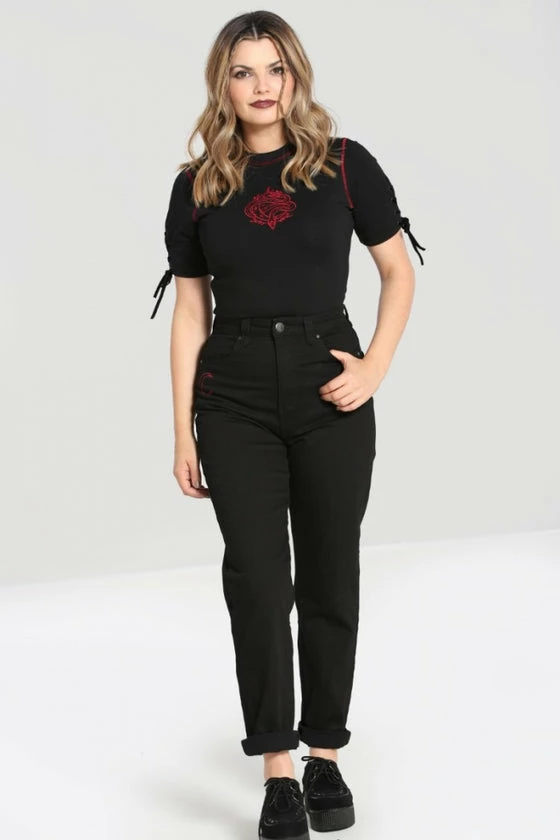 Hell Bunny Tallulah Jeans With Snake Moon Embroidery 8 Hell Bunny Tallulah Jeans With Snake Moon Embroidery - Image 8