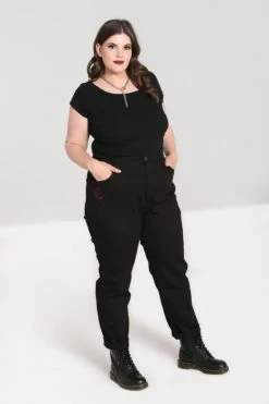 Hell Bunny Tallulah Jeans With Snake Moon Embroidery 17 Hell Bunny Tallulah Jeans With Snake Moon Embroidery -Timeless London Shop hlb50212p tallulah jeans blk 01 560x